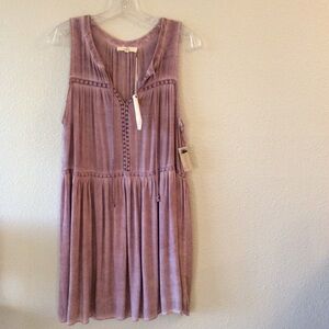 ENTRO Women’s Dress Boho Sleeveless V-neck Feminine Dusty Rose‎ Size Small